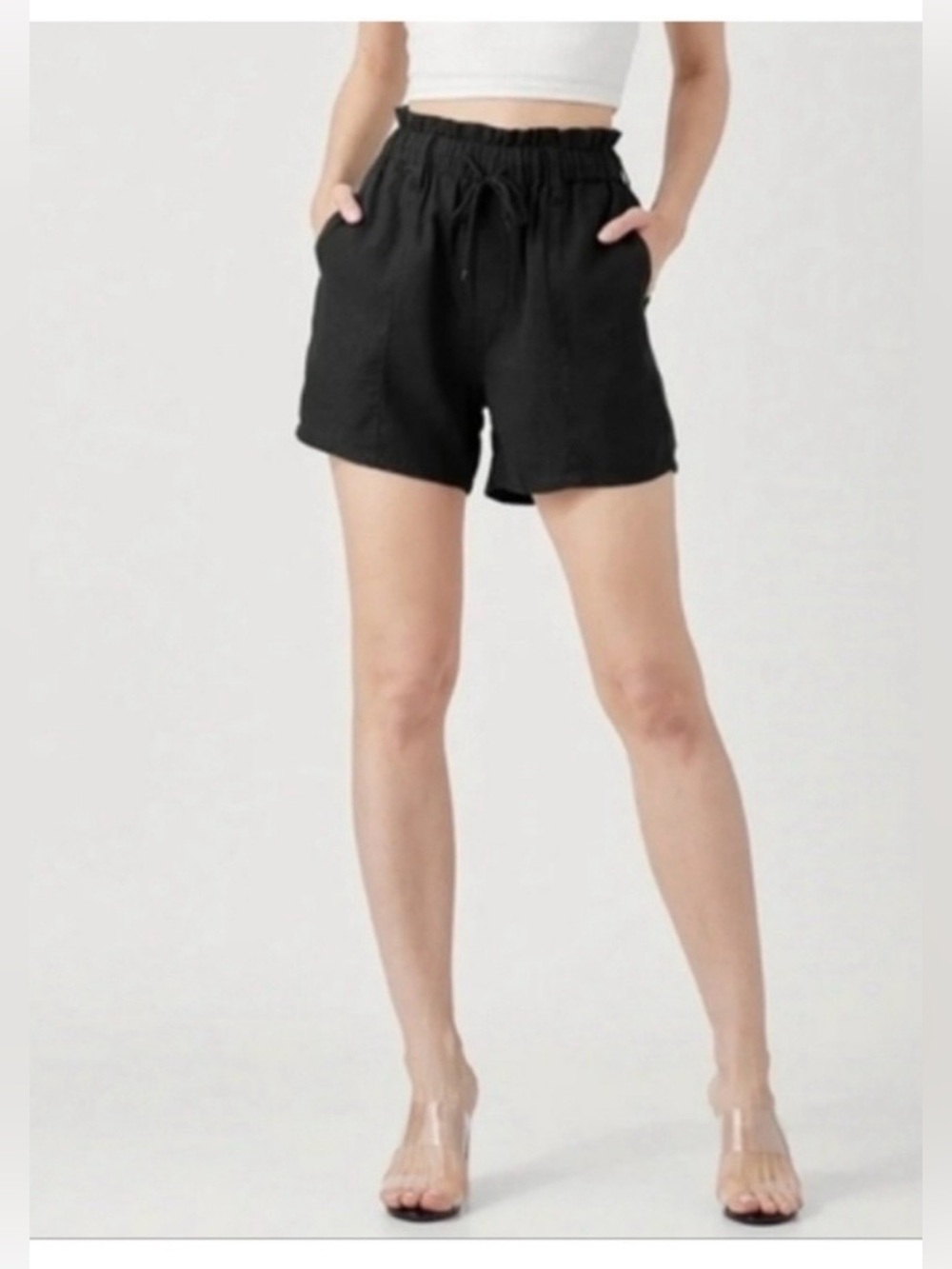 House of Harlow 1960 Black Linen Shorts Size M